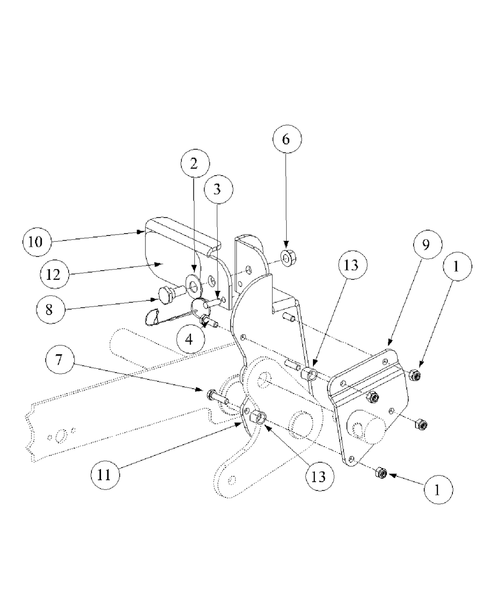 Foot Pedal Deck Lift Assembly Diagram and Parts List for M48-KW (53BB5DAV150-19-HP)(2003 1/2) Cub Cadet Lawn Tractor